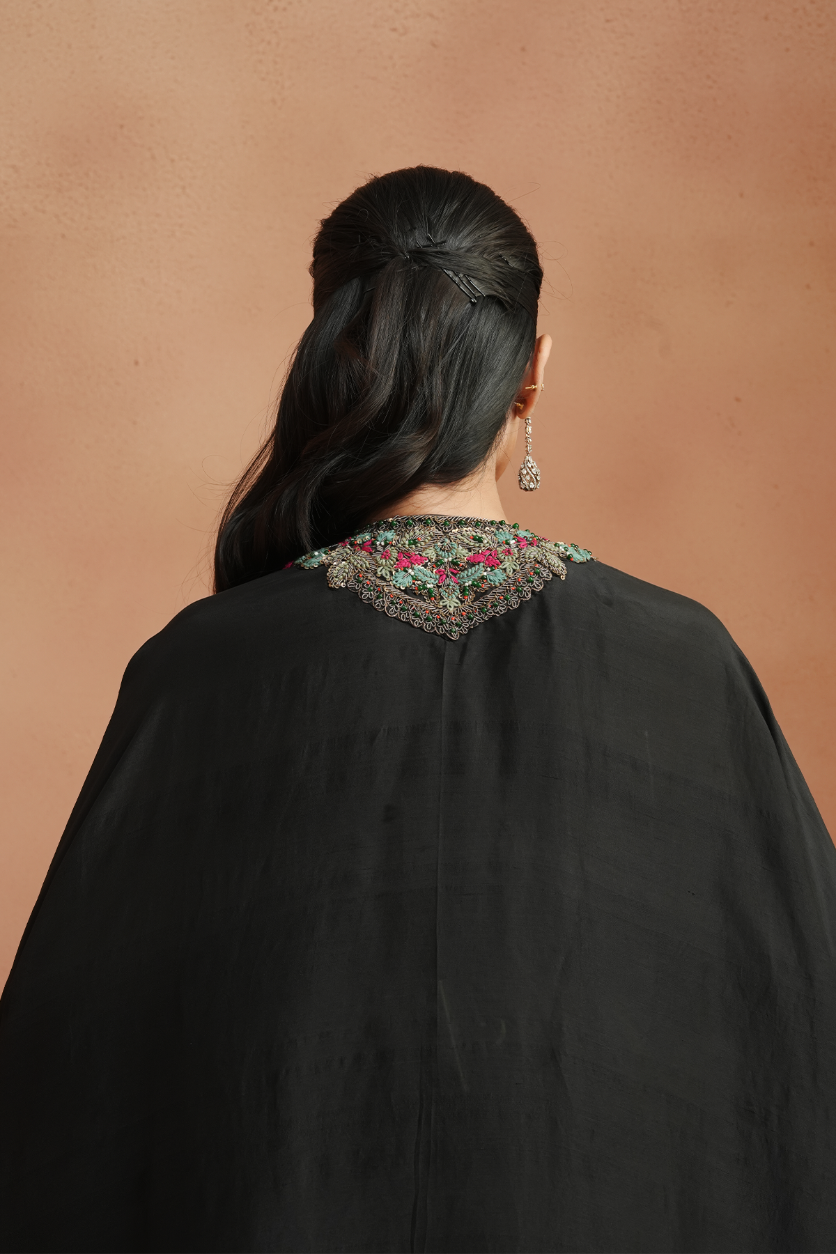 Black Embellished Kaftan Set