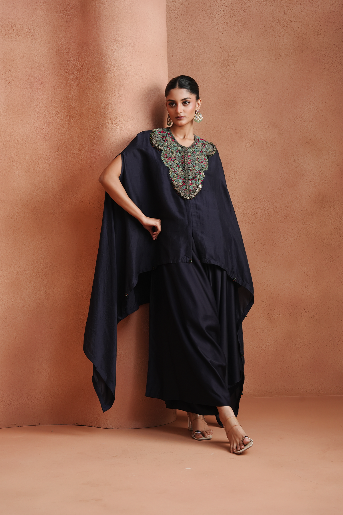 Deep Violet Embellished Kaftan Set