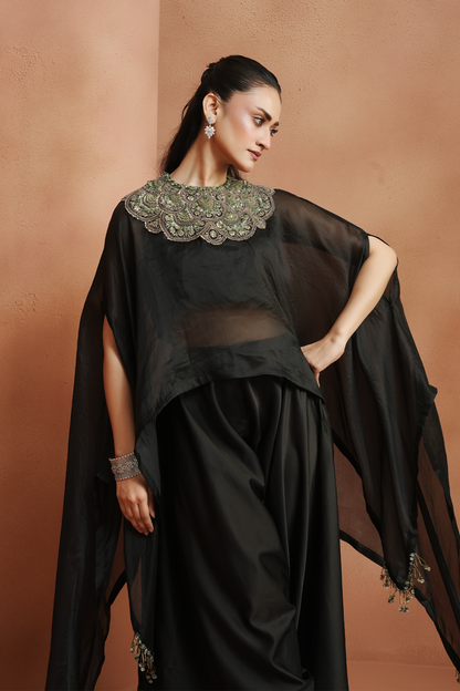 Black Embellished Kaftan Set
