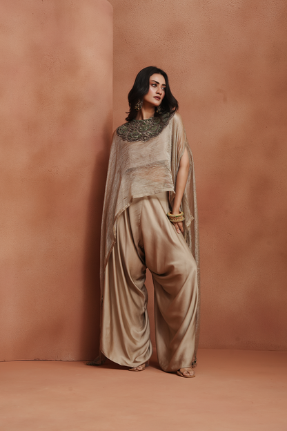 Champagne Embellished Kaftan Set