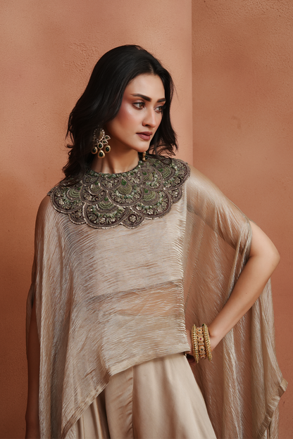 Champagne Embellished Kaftan Set