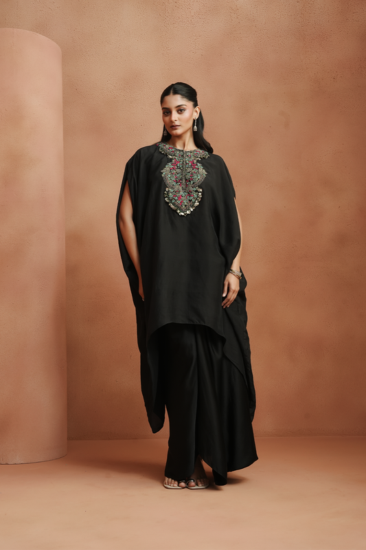 Black Embellished Kaftan Set