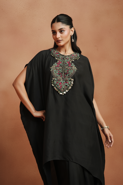 Black Embellished Kaftan Set