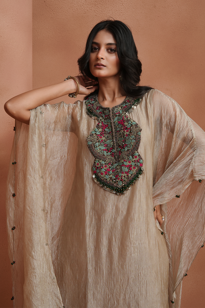 Champagne Embellished Kaftan Set