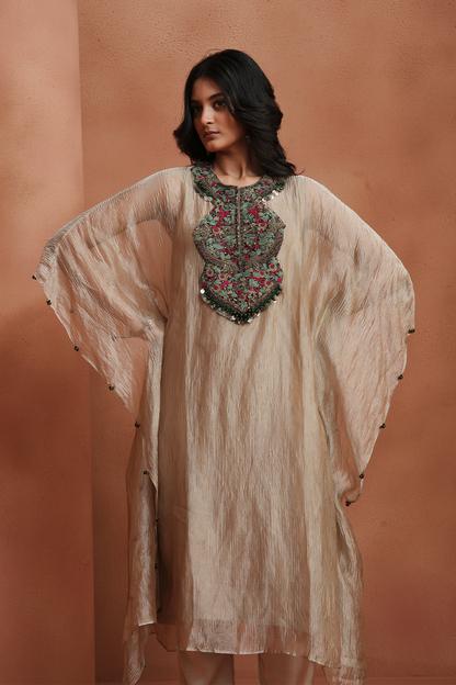 Champagne Embellished Kaftan Set