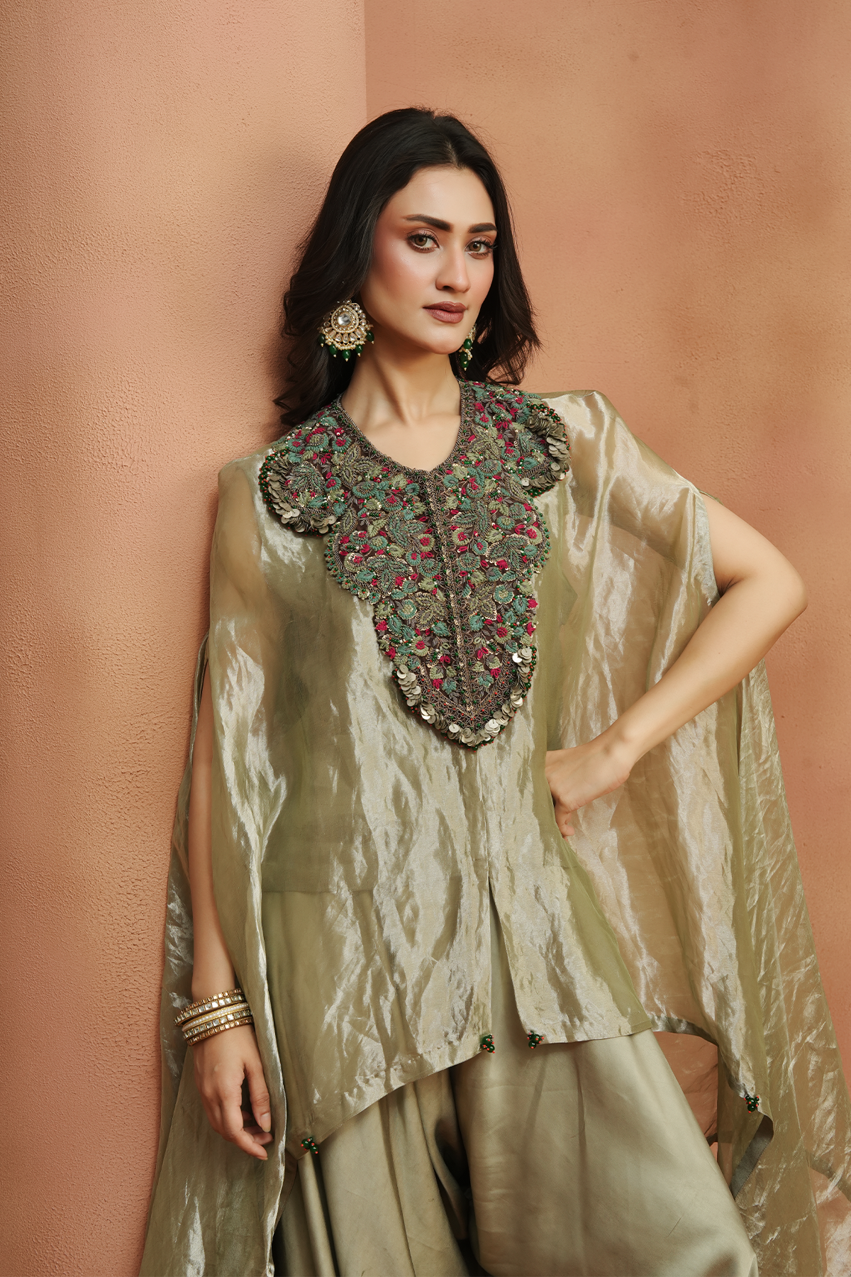 Sea Crest Embellished Kaftan Set