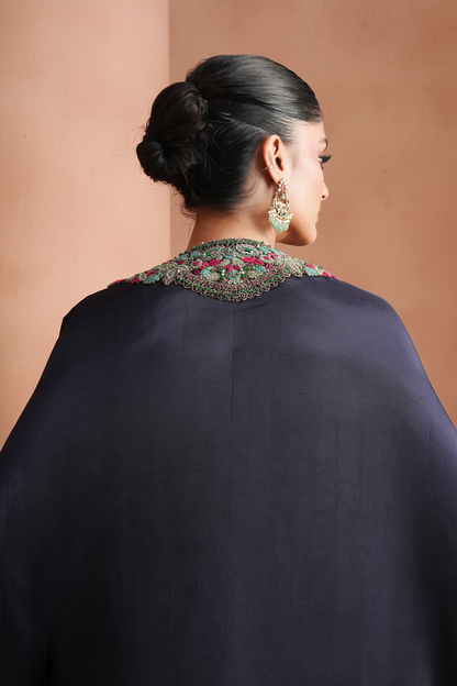Deep Violet Embellished Kaftan Set