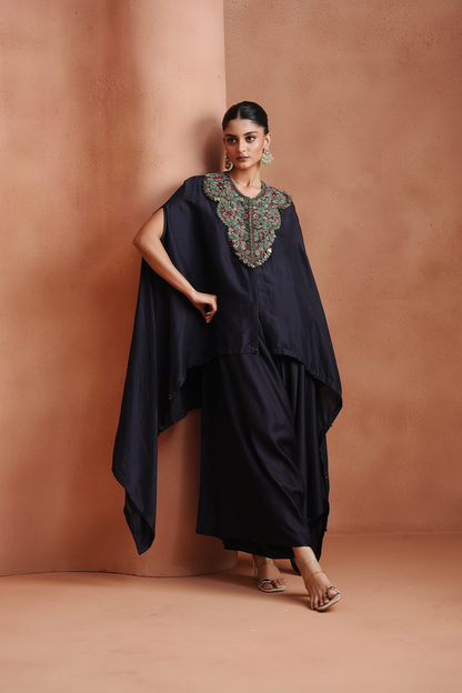 Deep Violet Embellished Kaftan Set