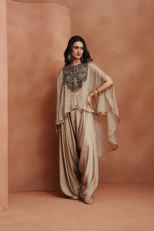 Champagne Embellished Kaftan Set