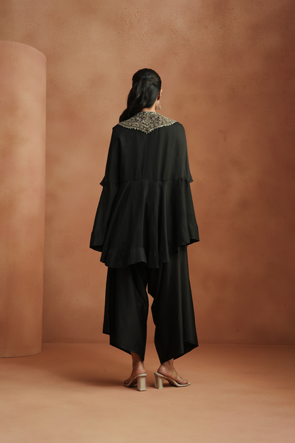 Black Embellished Kaftan Set