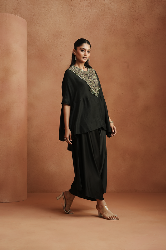 Black Embellished Kaftan Set