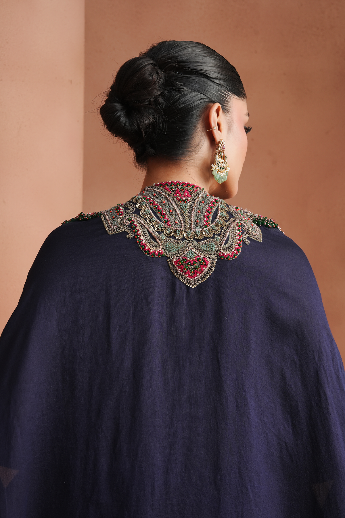 Deep Violet Embellished Kaftan Set