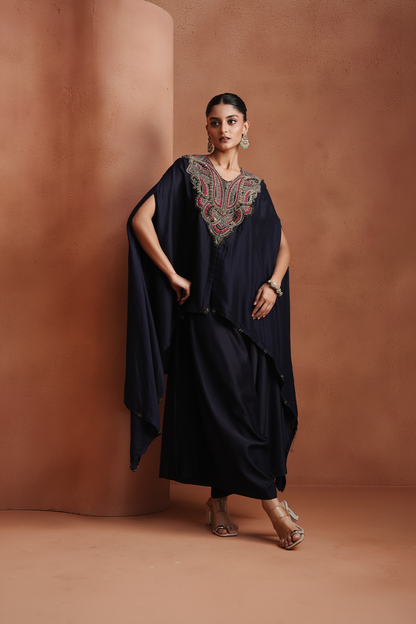 Deep Violet Embellished Kaftan Set