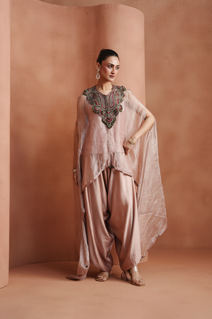 Pink Embellished Kaftan Set