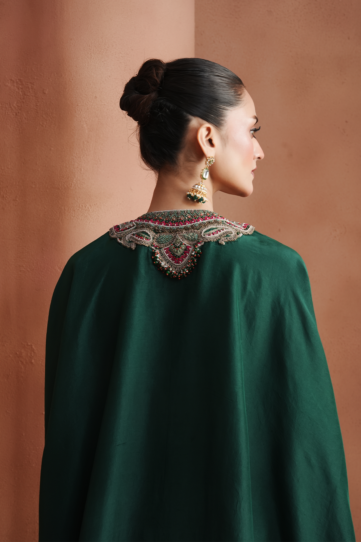 Green Embellished Kaftan Set