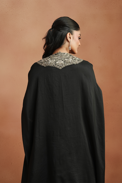 Black Embellished Kaftan Set
