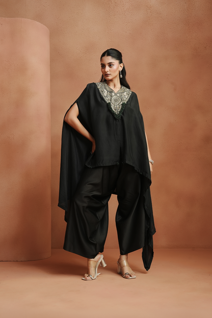 Black Embellished Kaftan Set
