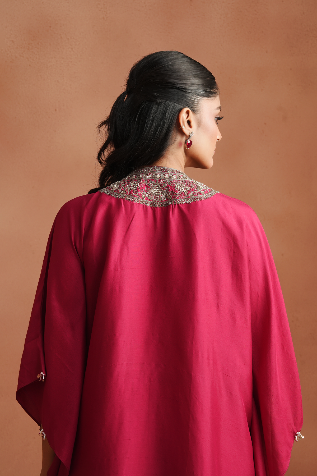 Rani Pink Embellished Kaftan Set