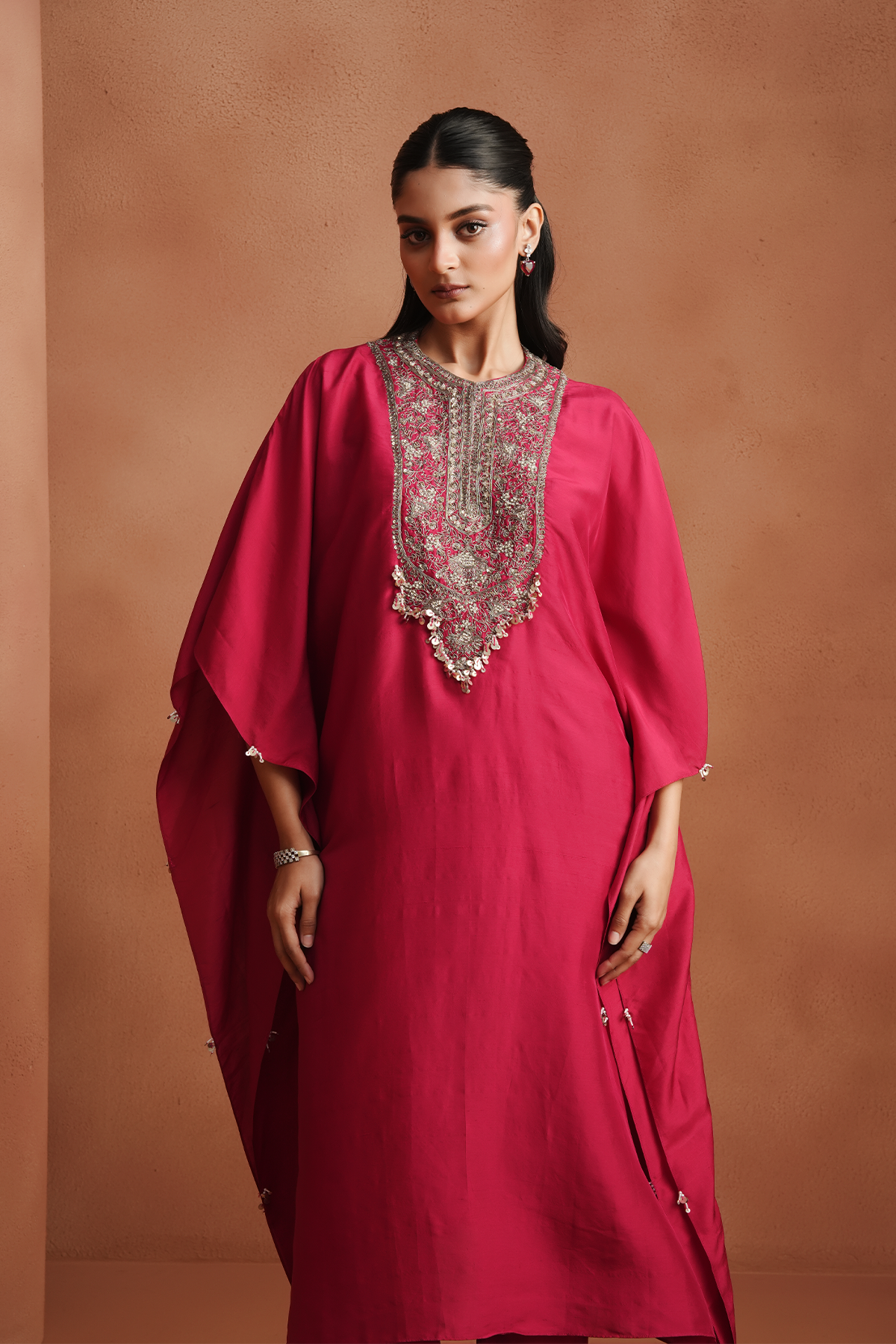 Rani Pink Embellished Kaftan Set