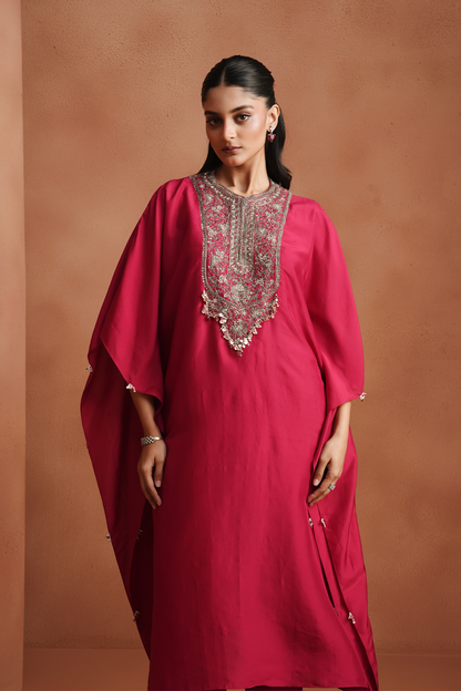 Rani Pink Embellished Kaftan Set