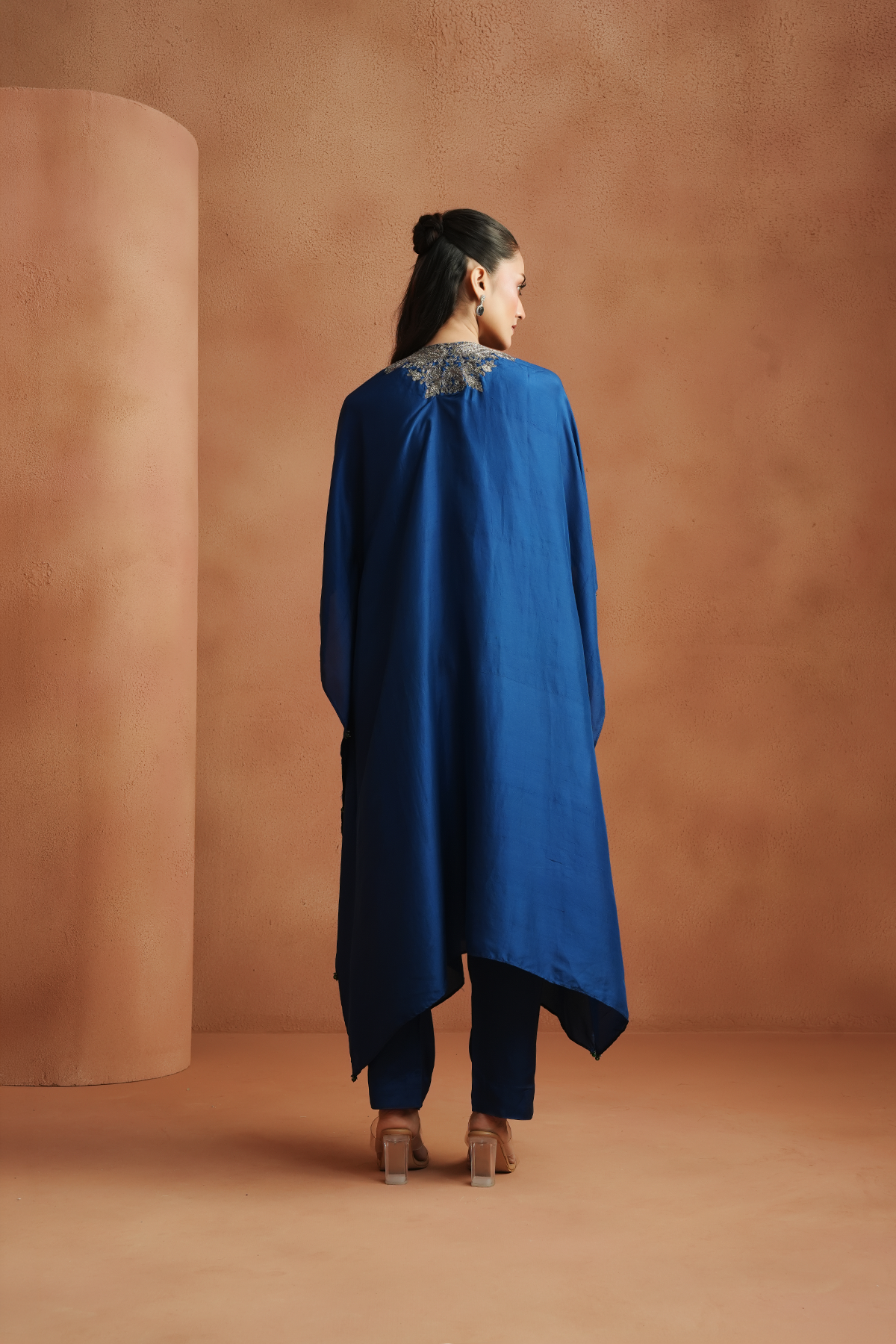 Electric Blue Embellished Kaftan Set