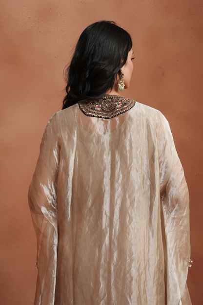 Champagne Embellished Kaftan Set