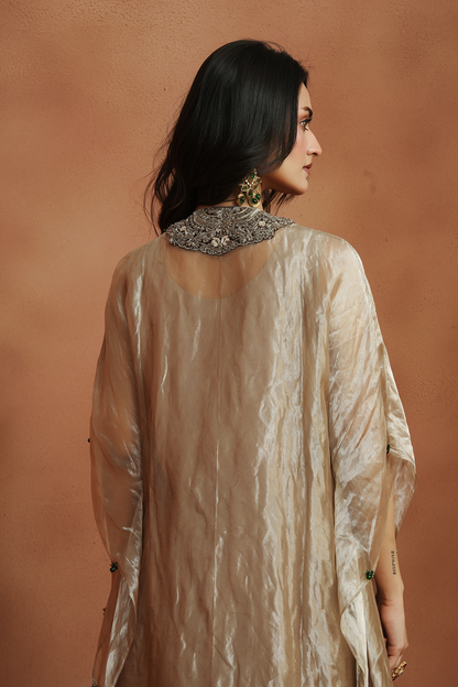 Champagne Embellished Kaftan Set