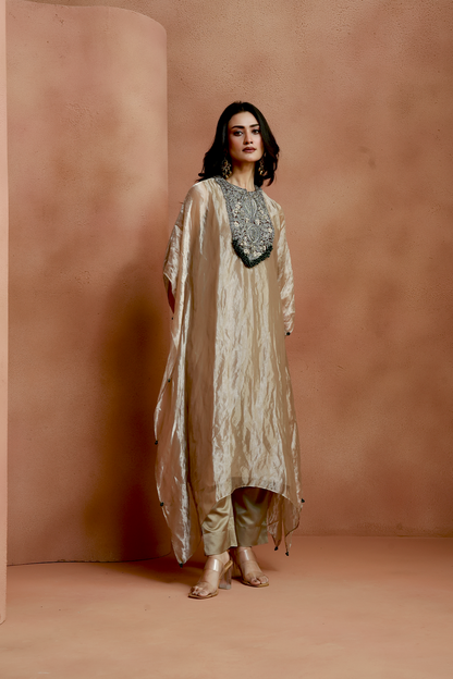Champagne Embellished Kaftan Set