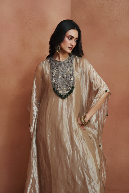 Champagne Embellished Kaftan Set