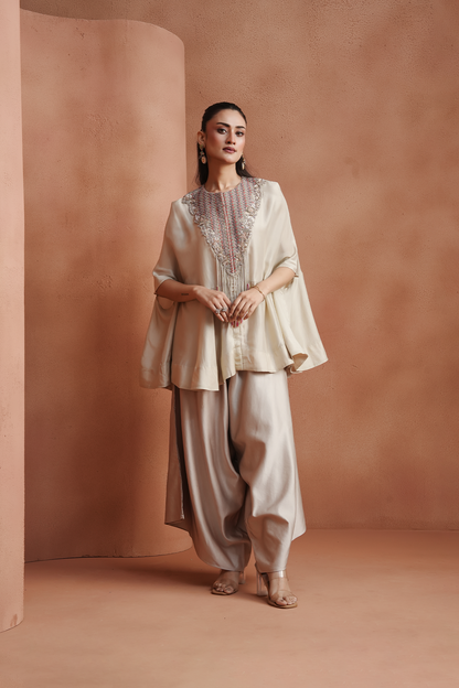 Ivory Embellished Kaftan Set