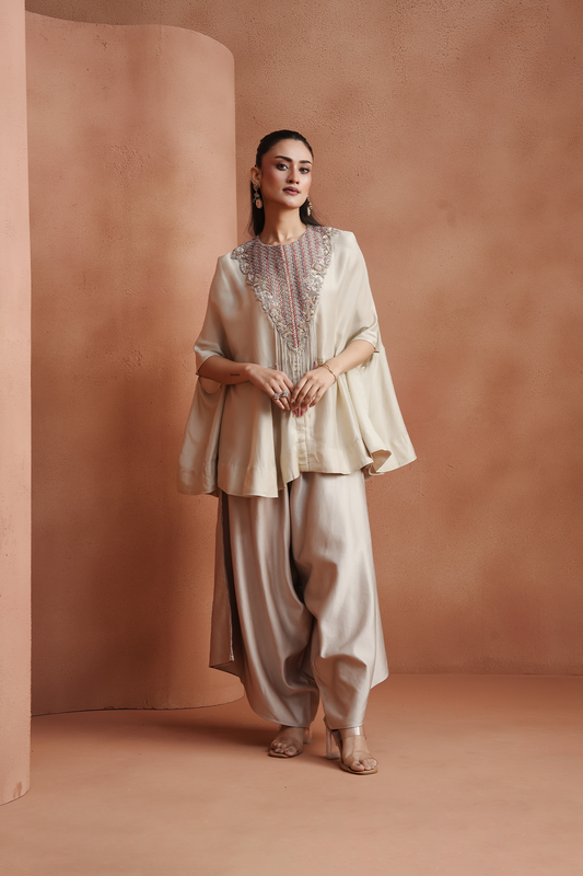 Ivory Embellished Kaftan Set