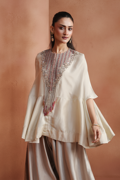 Ivory Embellished Kaftan Set