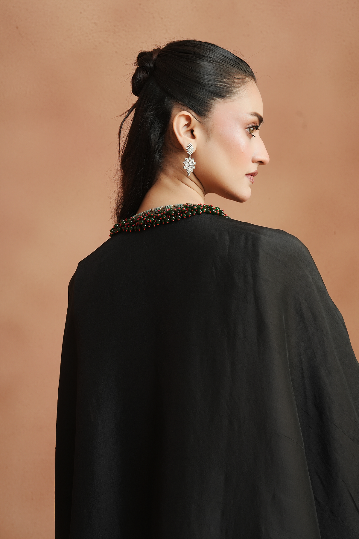 Black Embellished Kaftan Set