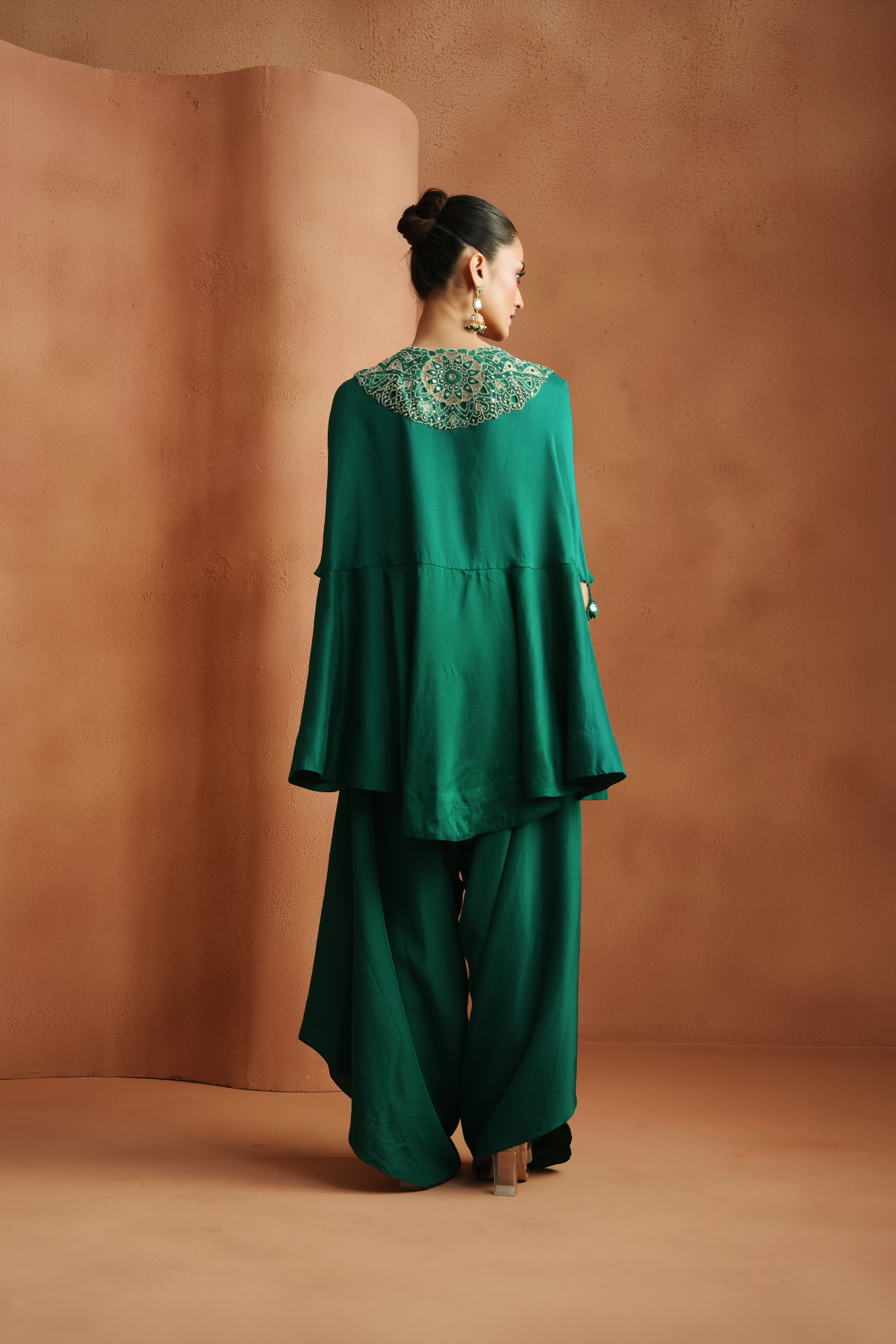 Emerald Embellished Kaftan Set