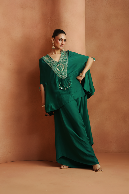 Emerald Embellished Kaftan Set