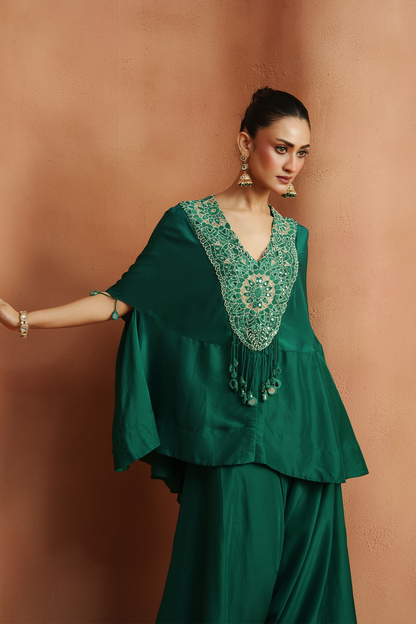 Emerald Embellished Kaftan Set